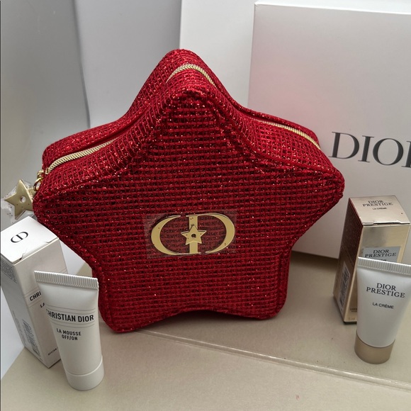 Dior Handbags - Christian Dior Red Star-Shaped Cosmetic Bag W/LaMousse & Dior Prestige Cream Box